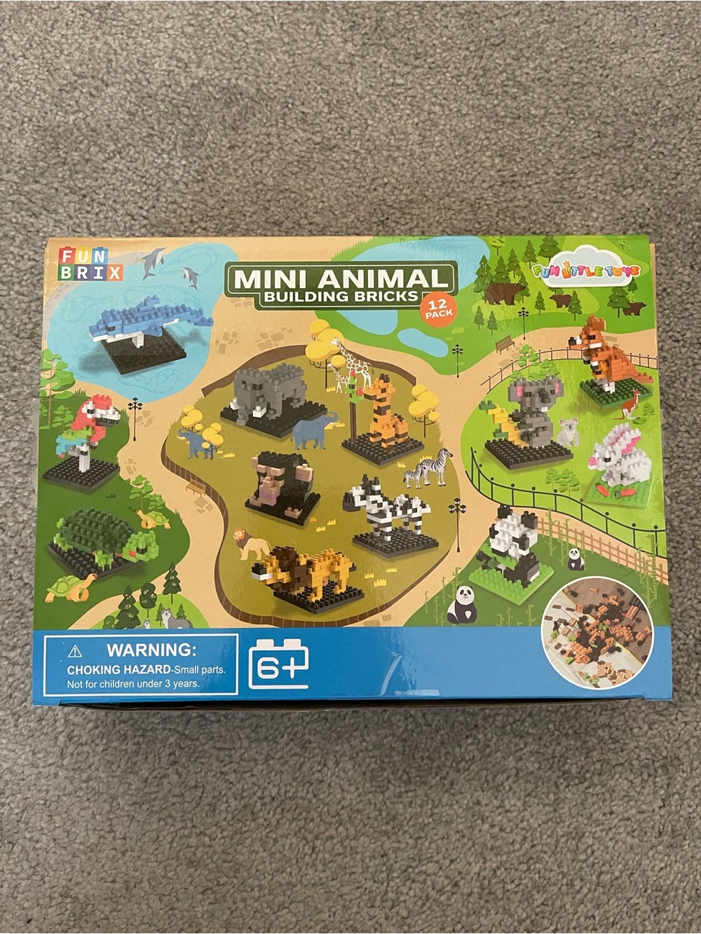 Funbrix - MINI ANIMAL BUILDING BRICKS - 12 PACK